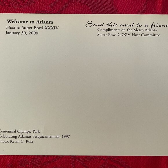 SUPER BOWL POSTCARD FROM XXXIV ATLANTA 2000 - Picture 4 of 4